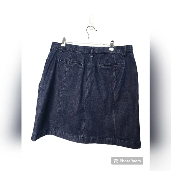 L.L.Bean Classic Fit Cotton Denim Jean Skirt Women 18 Blue Pockets - Picture 3 of 6